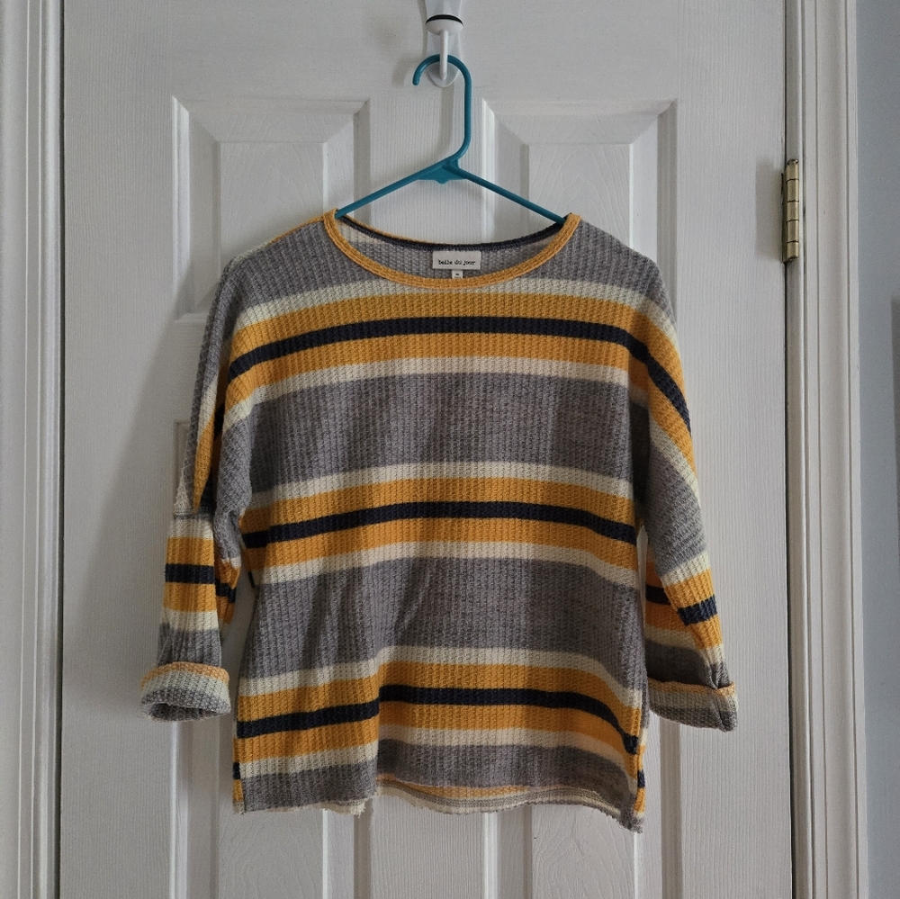 Belle Du Jour Medium Striped 3/4 Sleeve Sweater